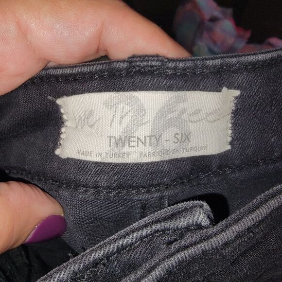 We The Free People Riley Washed Black Seamed Skinny Jeans 26 - Picture 4 of 6